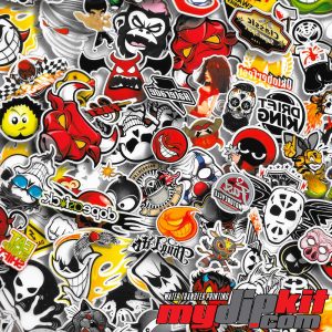 pattern of multi-colored stickers
